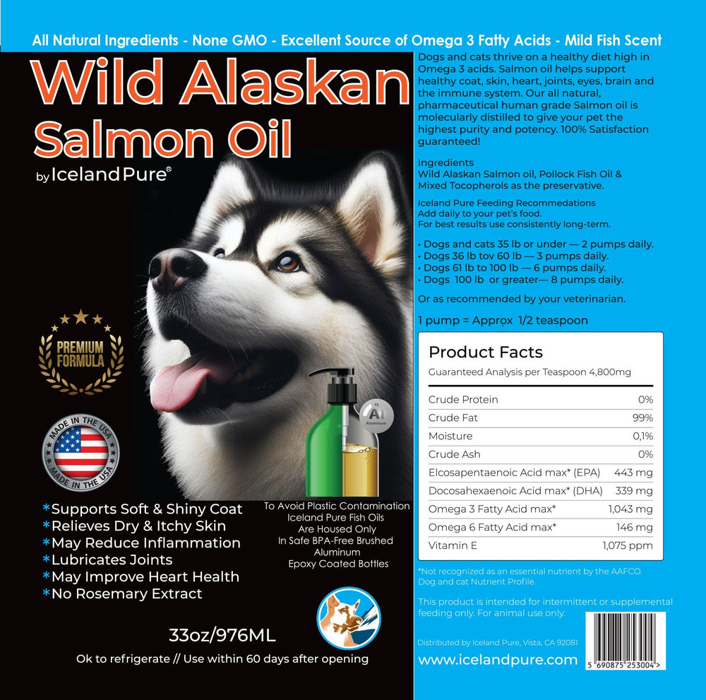 Iceland Pure huile saumon sauvage-alaska, usage quotidien: complément naturel.
