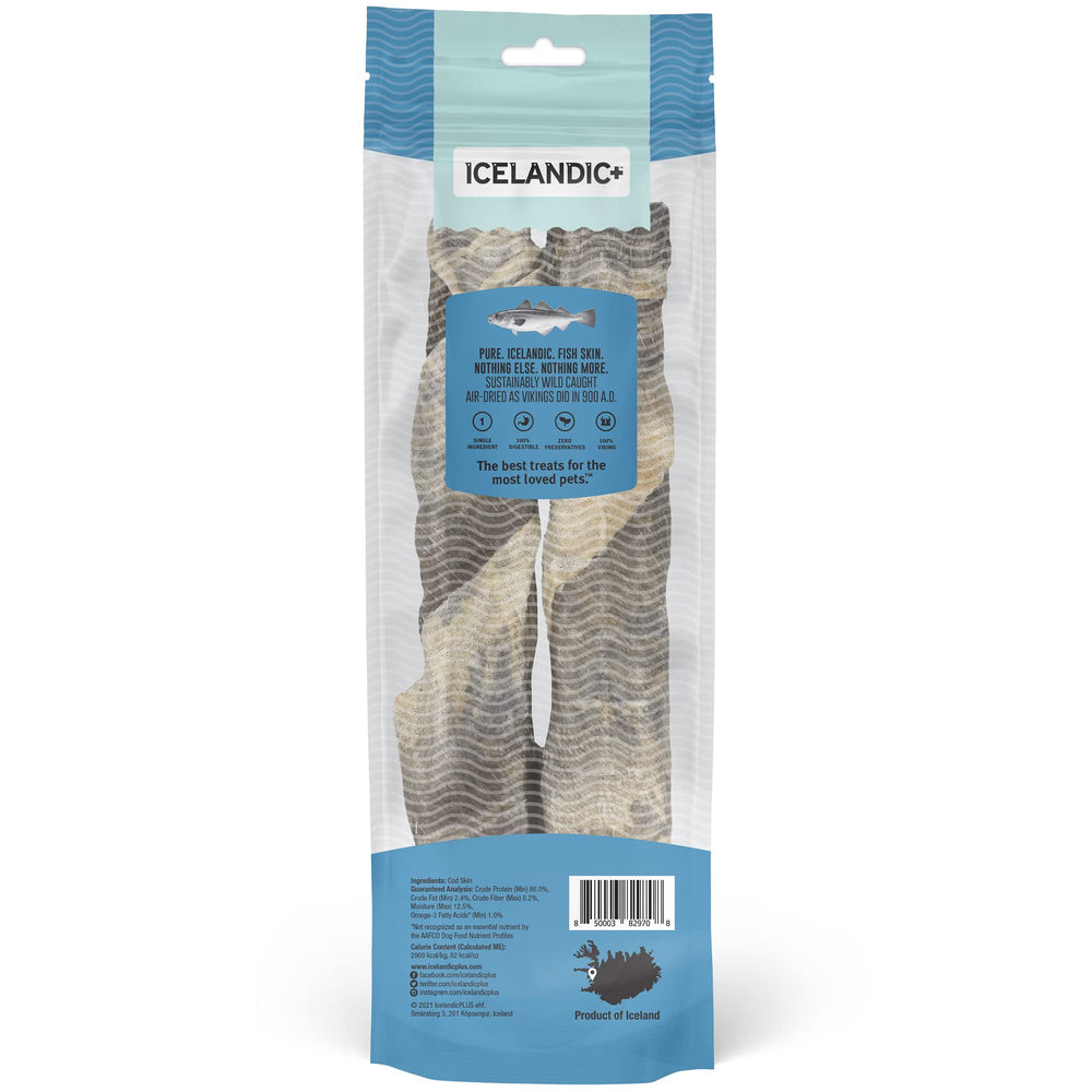 Icelandic+ Bâton dentaire enveloppé à la main, peau de cod, 10 pouces.