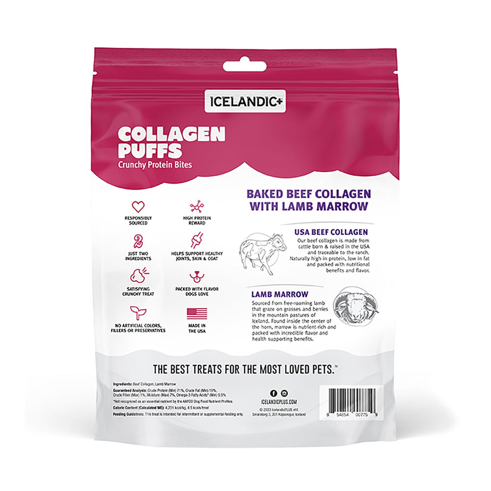 Texture croustillante des Collagen Puffs Icelandic+ pour récompenser le chien