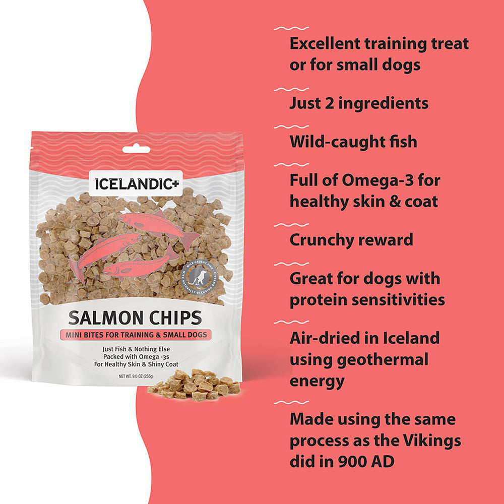 Icelandic+ Mini Fish Chips saumon, deux ingrédients seuls, faciles à digérer.