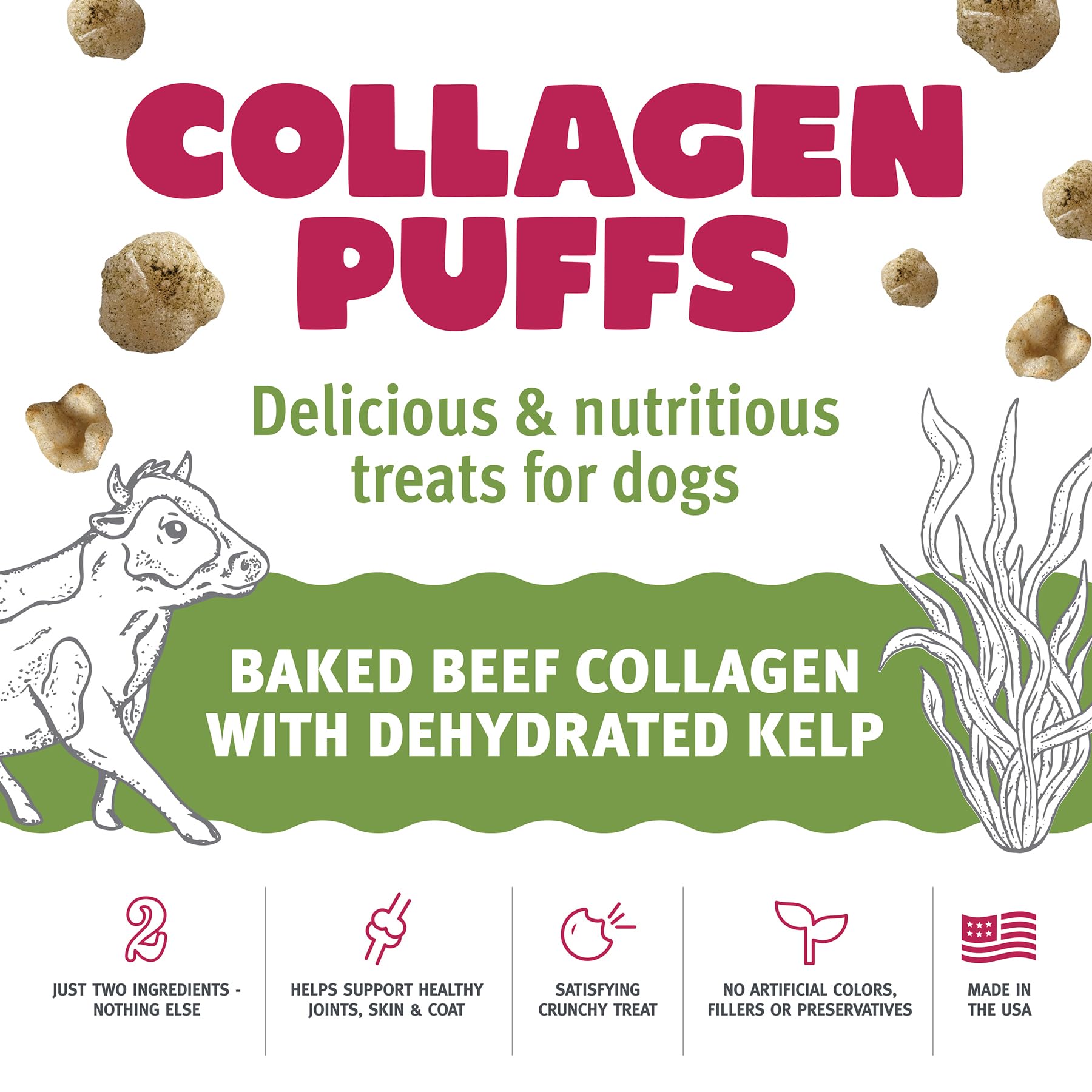 Collagen Puffs d'Icelandic+ sans additifs ni arômes artificiels.