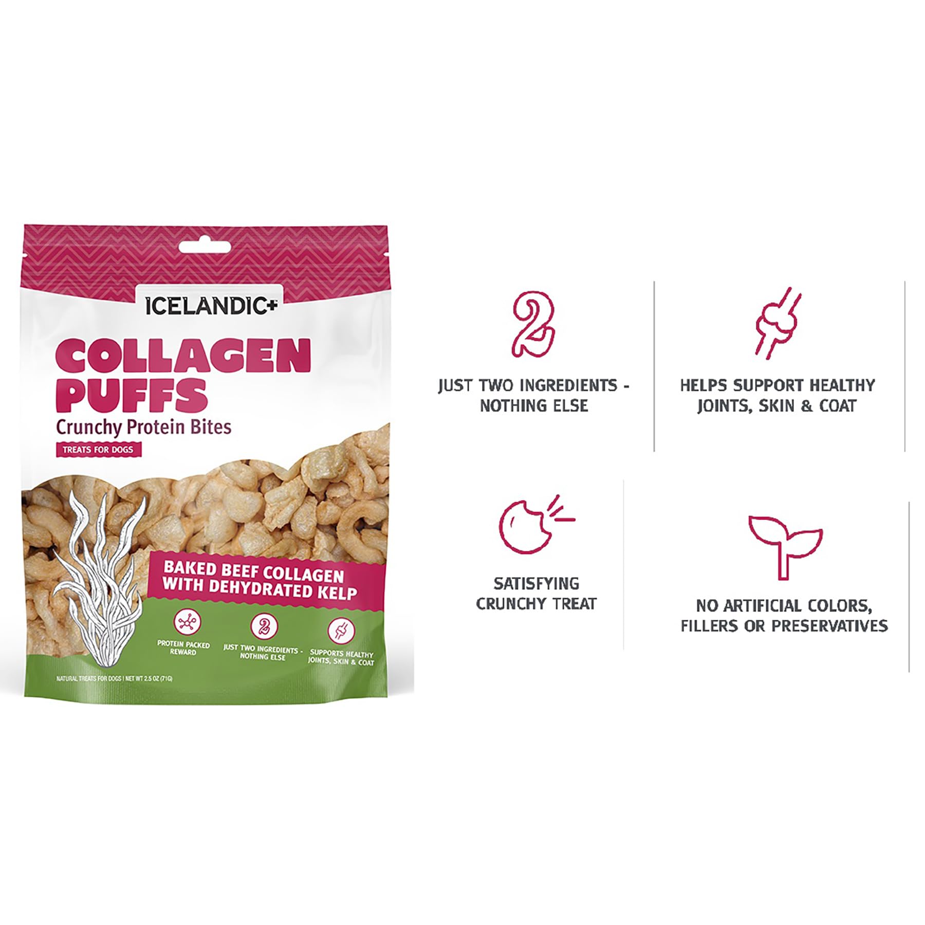 Icelandic+ Collagen Puffs friandises parfaites pour chiens moyens à grands.