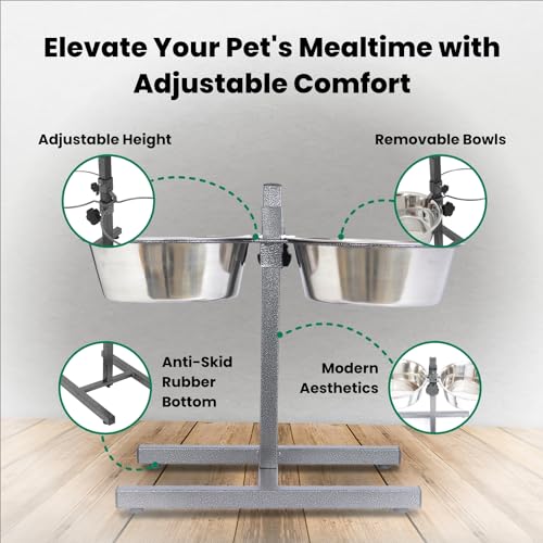 Iconic Pet: bol inox 96 oz surélevé, pratique pour l'alimentation.