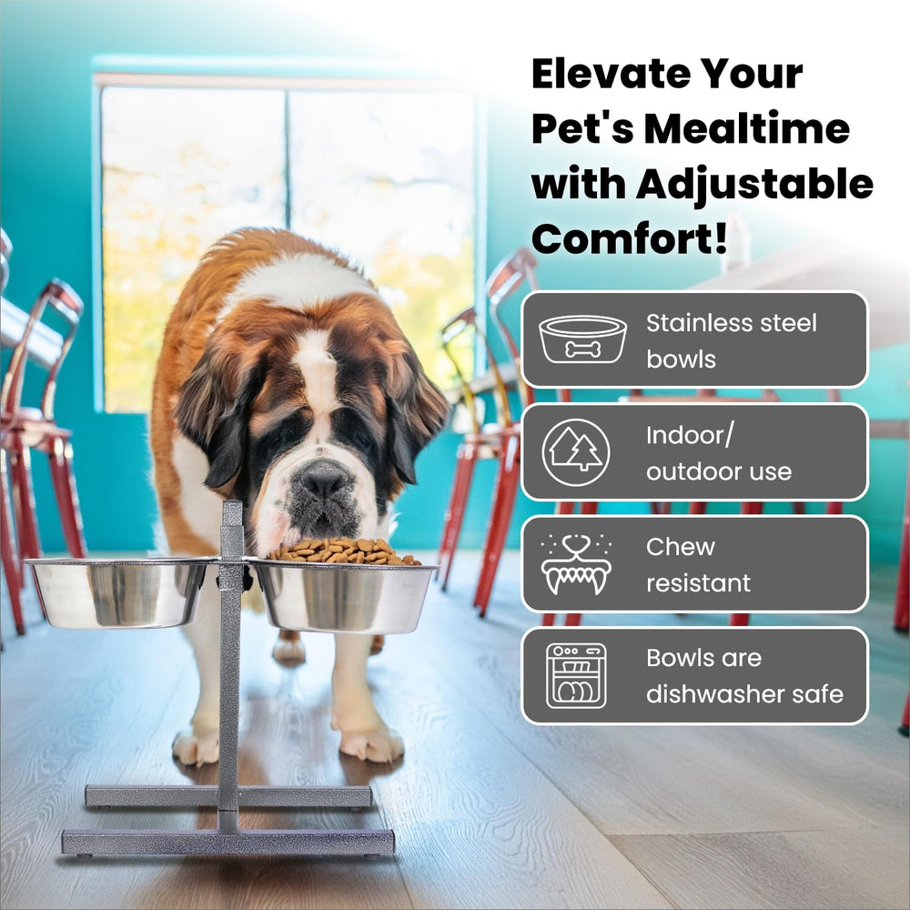 Iconic Pet support réglable, ajuste la hauteur pour un repas confortable.
