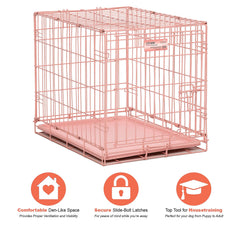 iCrate MidWest rose montre le diviseur intérieur, parfait pour faire grandir votre chiot