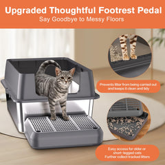 ICYAIR litière XXL marche-pied, accès facilité pour chats âgés