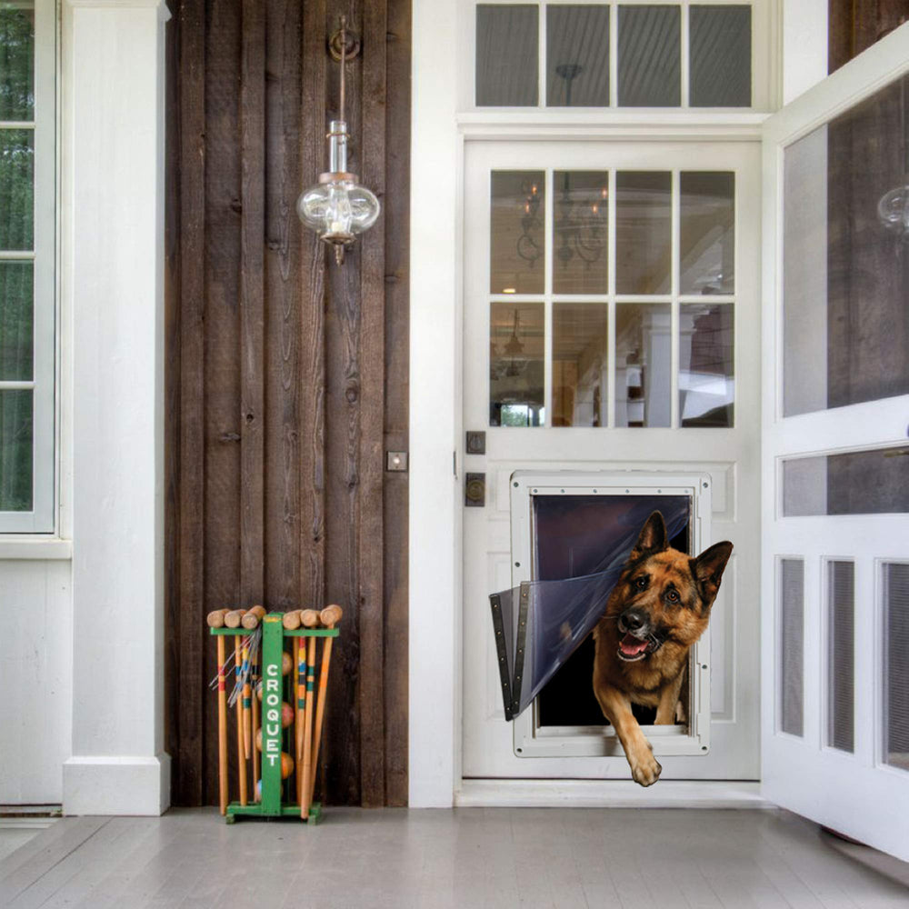 Porte Ideal Pet Products Ruff Weather: cadre télescopique offrant isolation renforcée.