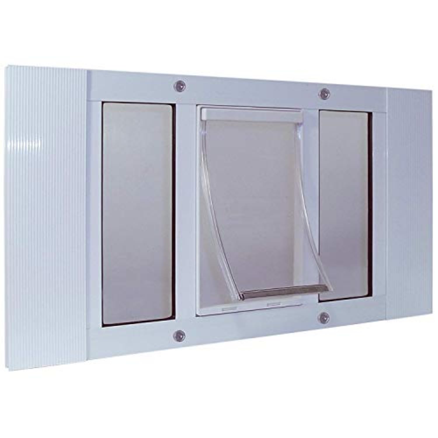 Ideal Pet Products porte pour fenêtre en aluminium avec ouverture ajustable 33-38 pouces pour plus de flexibilité.