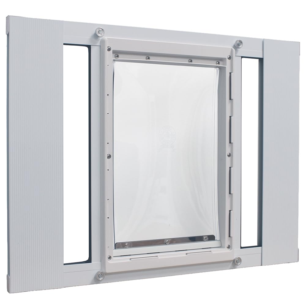 Porte-chatière en aluminium Ideal Pet Products, ajustable 27-32 pouces pour fenêtres.