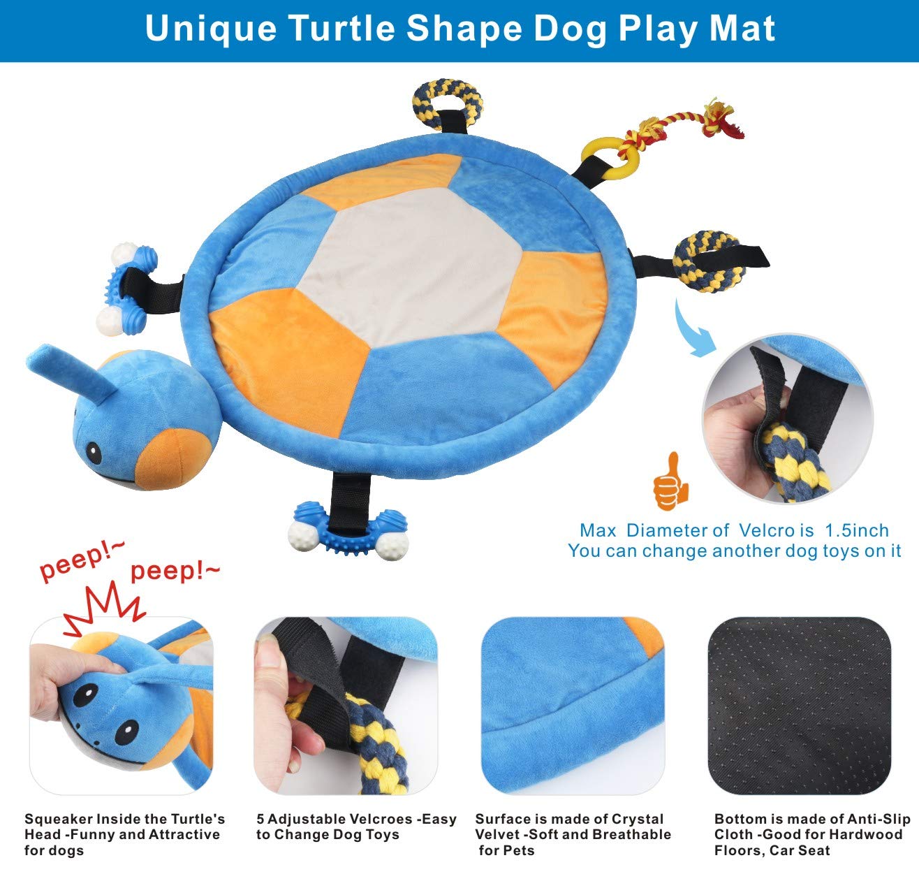 Idepet Jouet-dentition chien boule squeaker, aide potentielle pour dents et amusement.