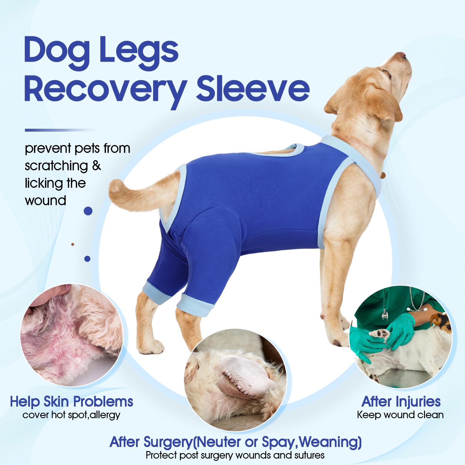 IDOMIK Combinaison récupération chien – genoux, protection légère et mobilité facilitée.