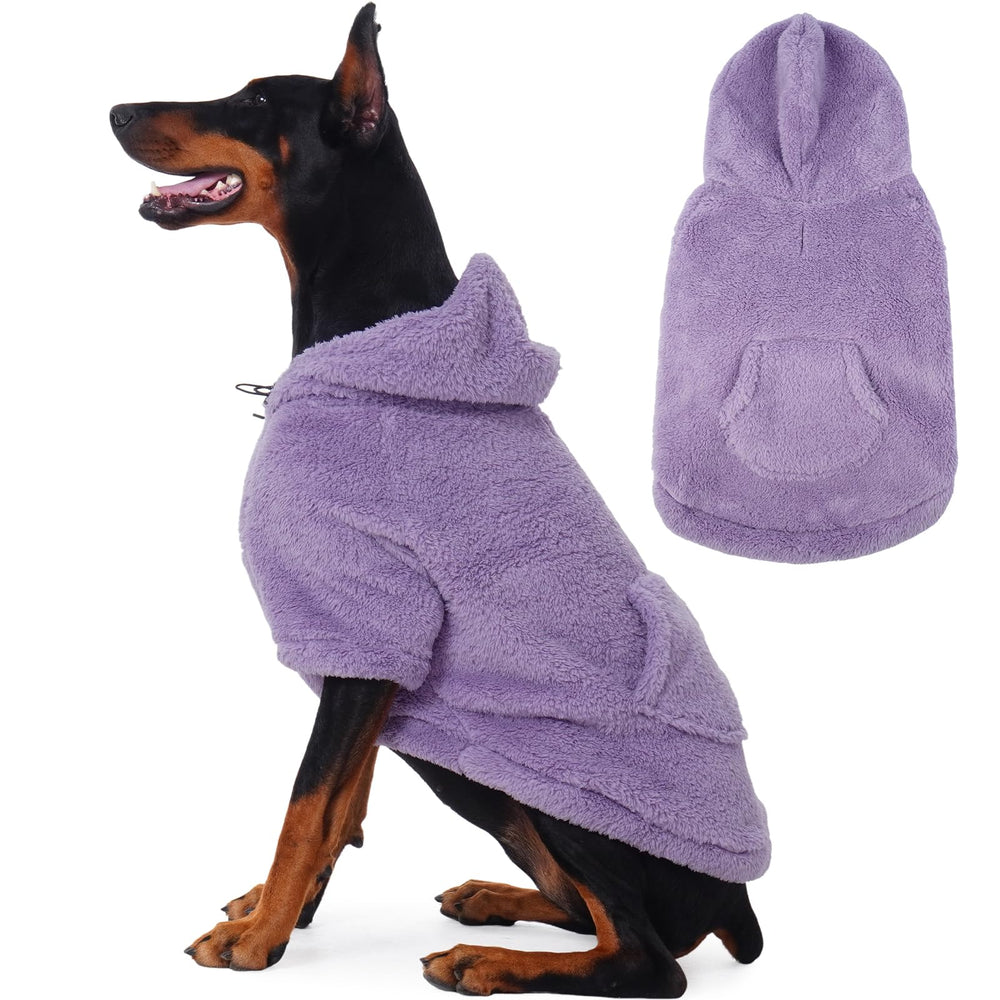 IDOMIK manteau chien peluche avec capuche ajustable pour chaleur.