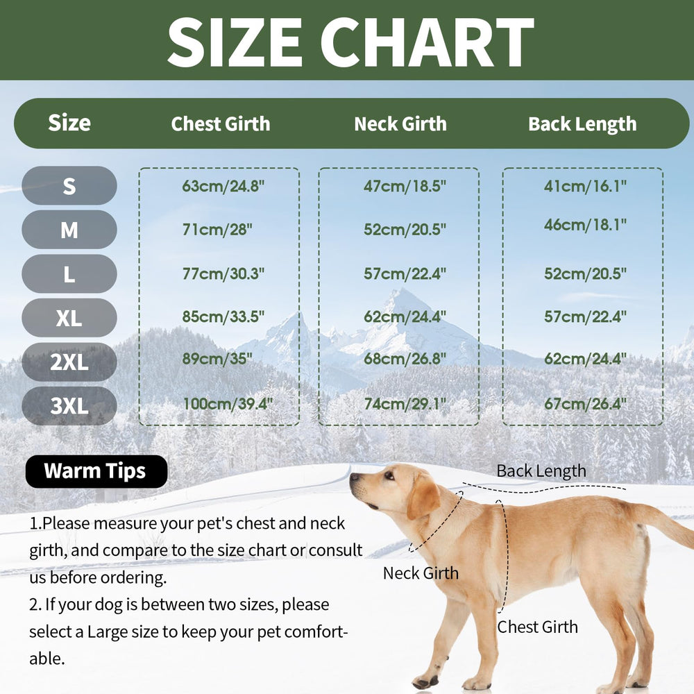 IDOMIK manteau hiver chien grand taille vert — fermeture arrière imperméable facile à enfiler.