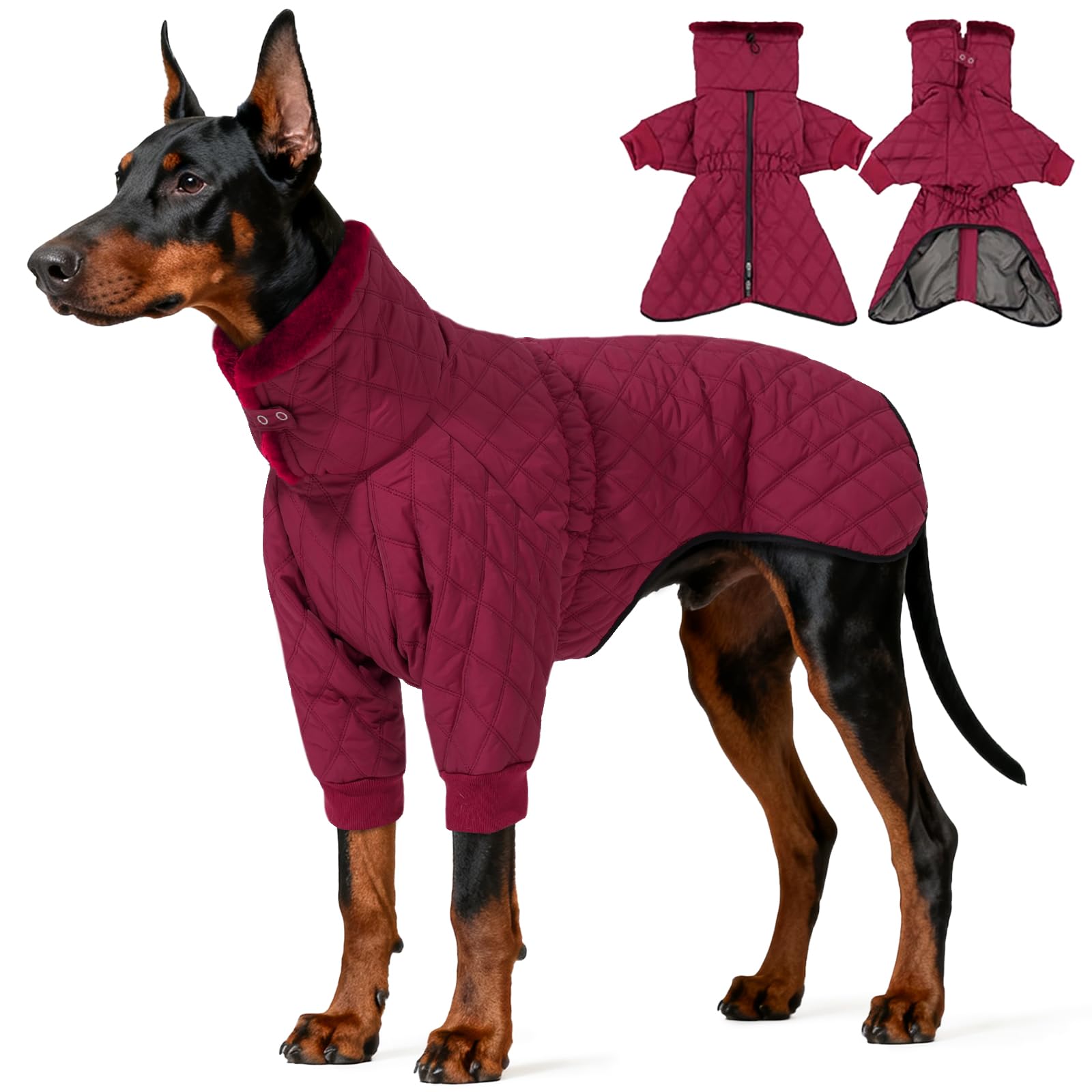 IDOMIK manteau hiver chien grand, vue face, chaleur pour sorties extérieures.