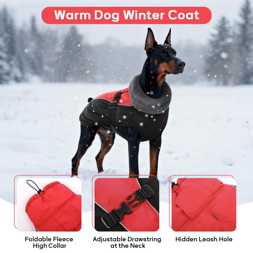 IDOMIK manteau hiver chien avec ouverture laisse cachée pour promenades sécurisées