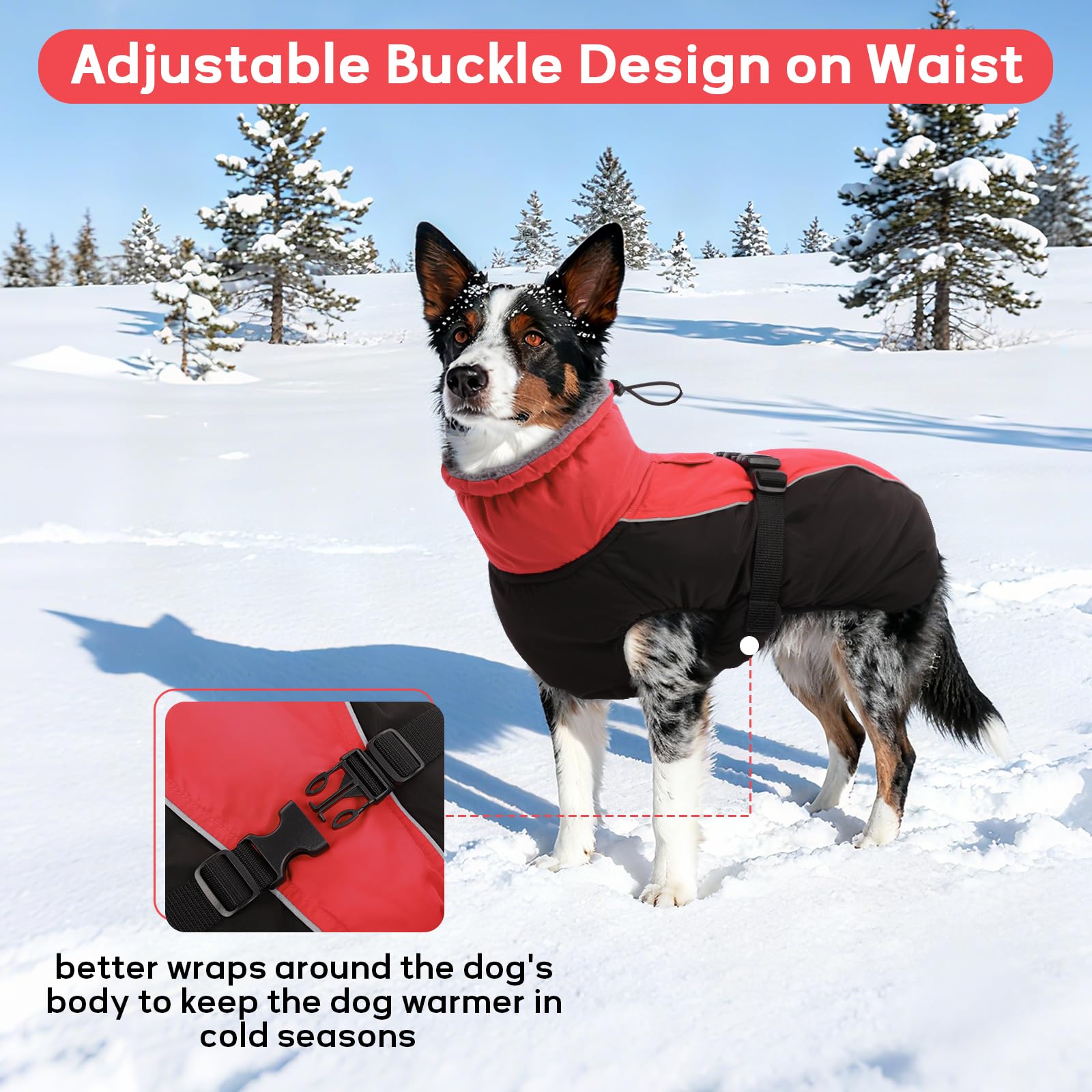IDOMIK manteau chien hiver design pull-over avec boucle ajustable pour un ajustement facile