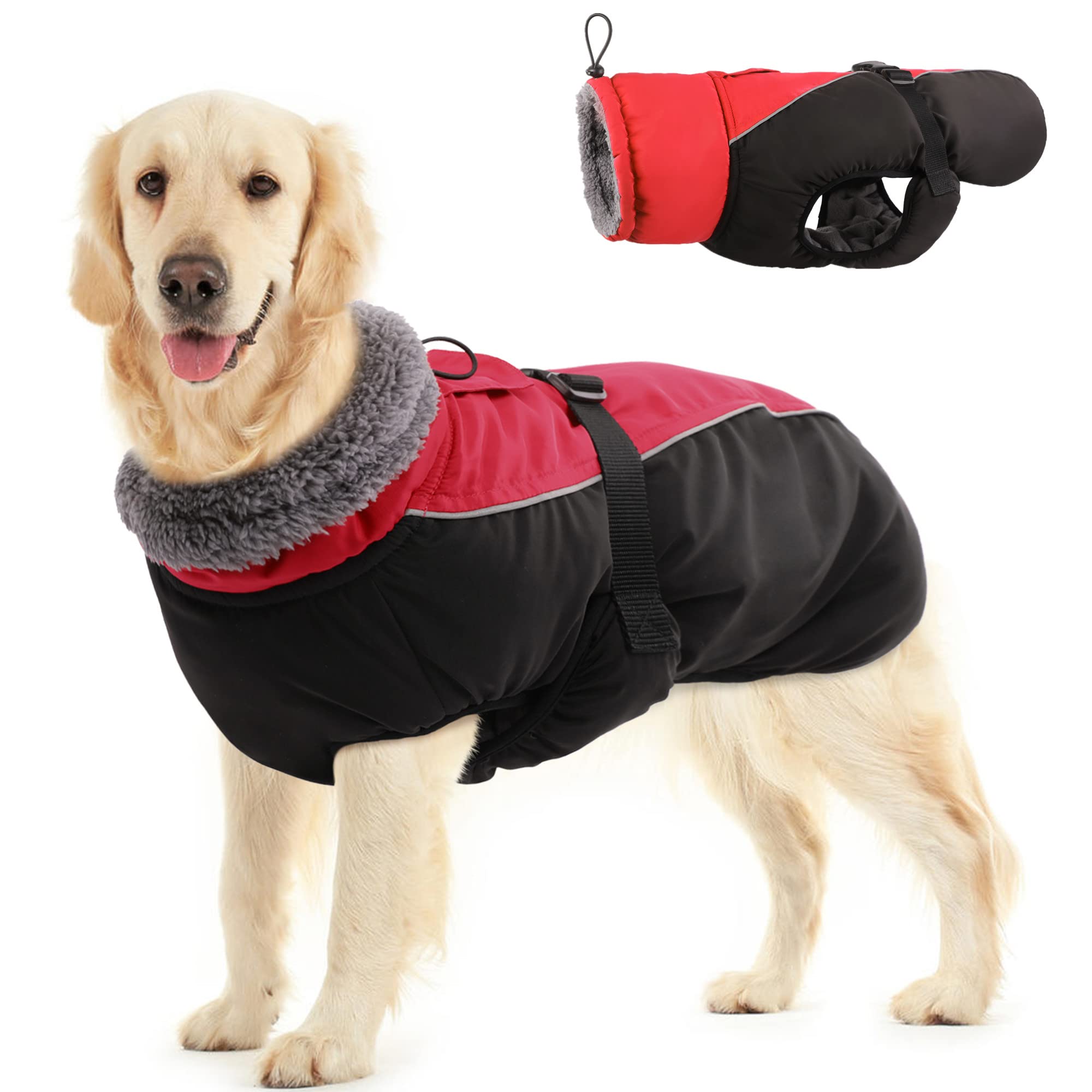 IDOMIK manteau hiver pour chien avec bandes réfléchissantes pour meilleure visibilité nocturne