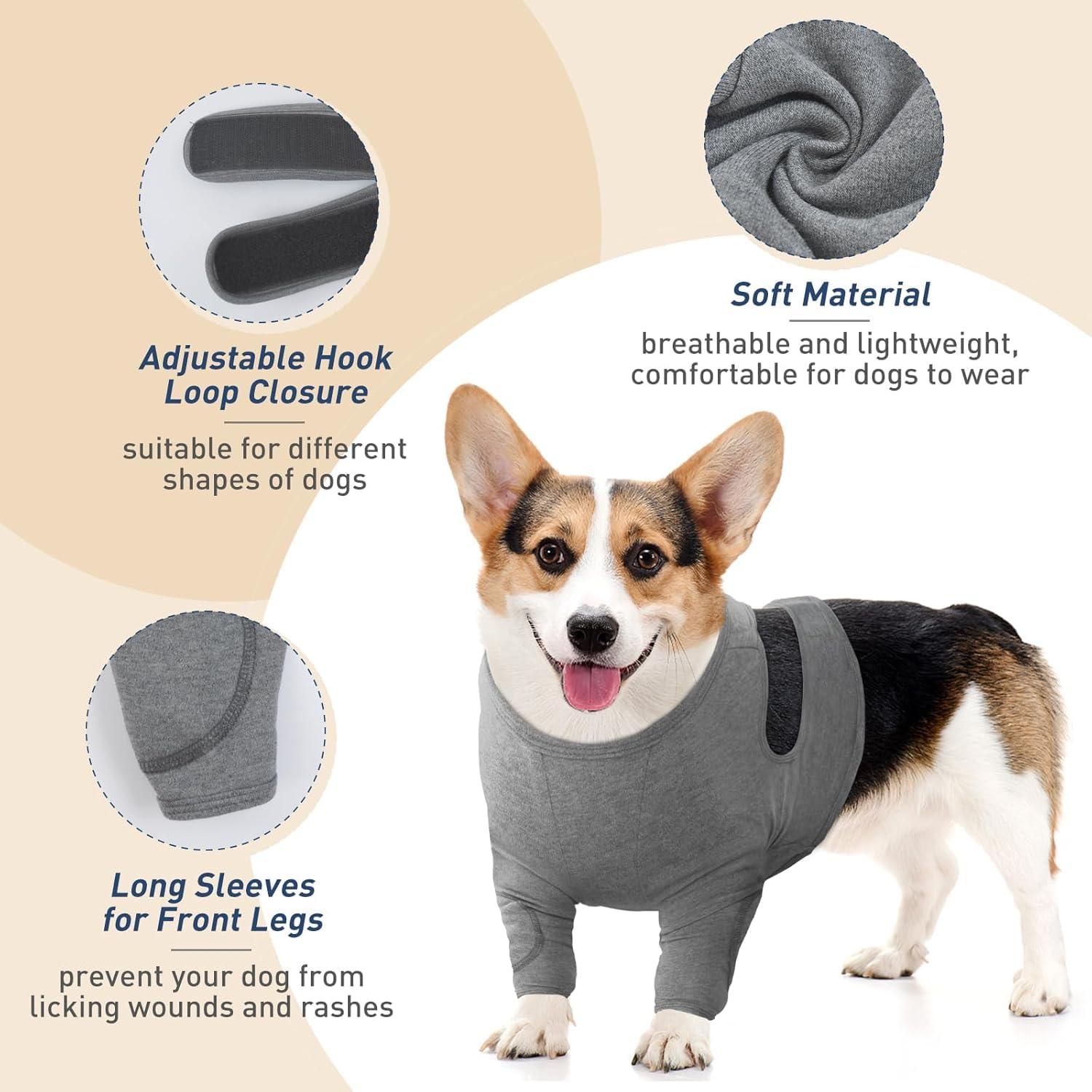 IDOMIK orthèse coude chien gris, protection du coude et frottement réduit.