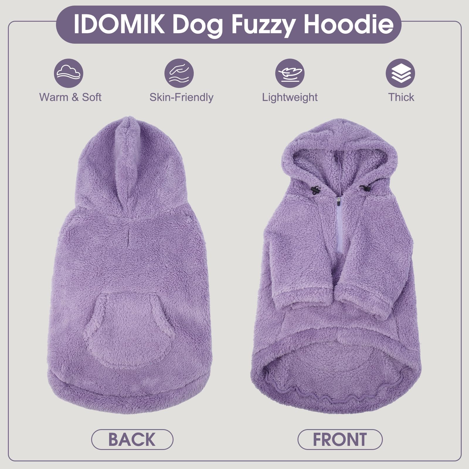 IDOMIK polaire douce pour chien avec poche pratique à l'arrière.
