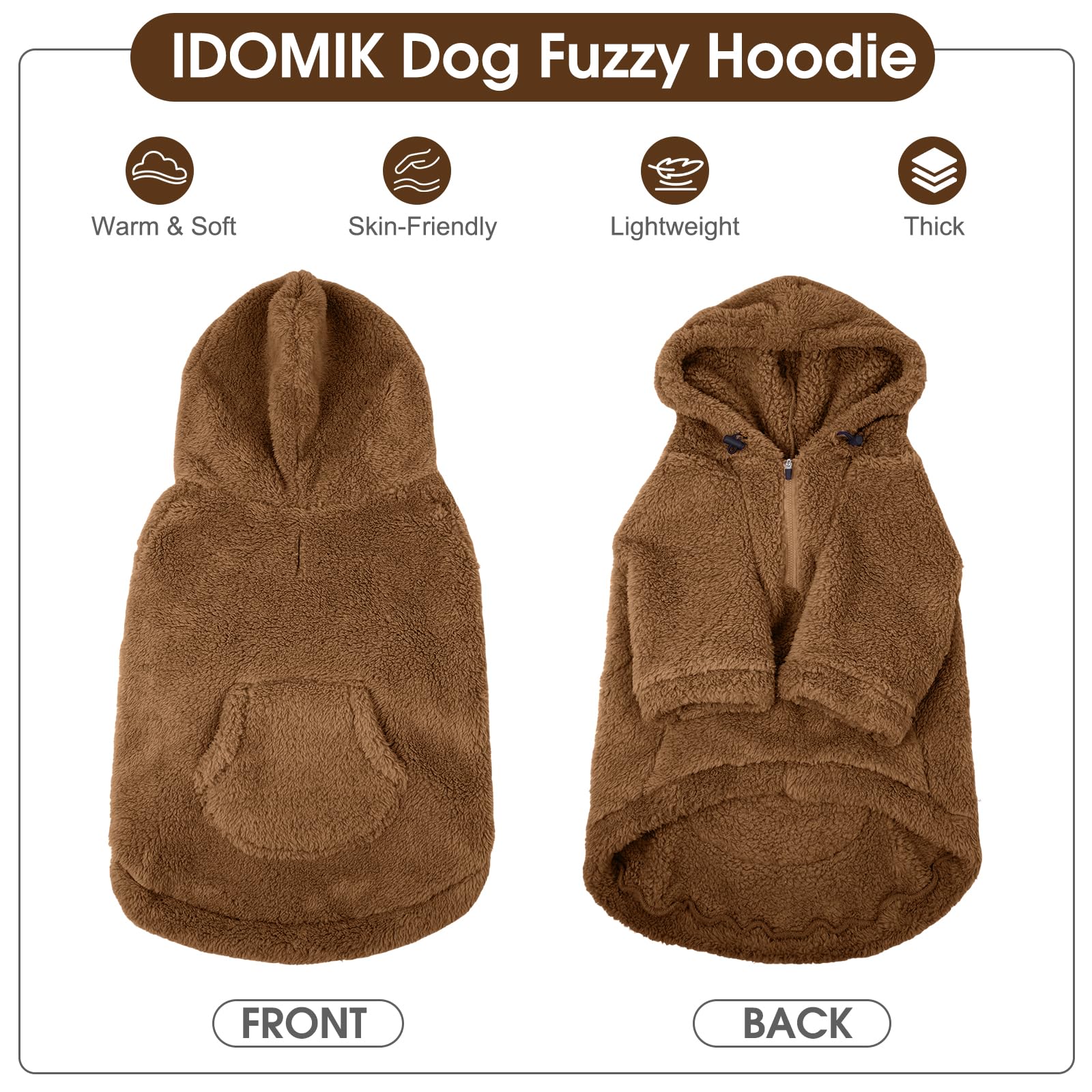 IDOMIK pull chien d'hiver avec poche pratique