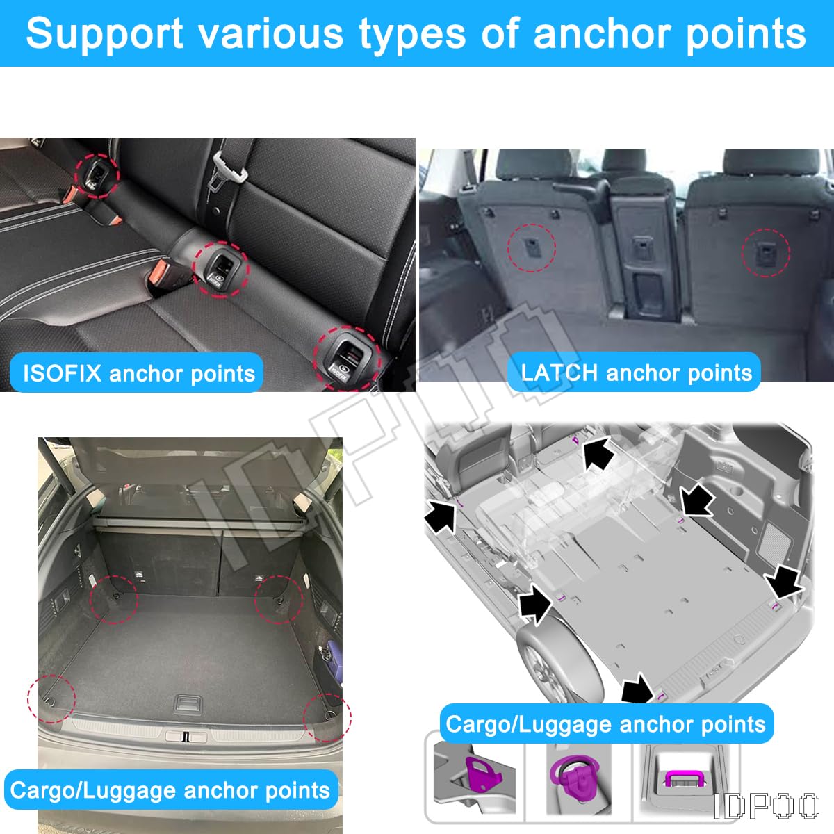 Idpoo design léger et portable, idéal pour les voyages en voiture