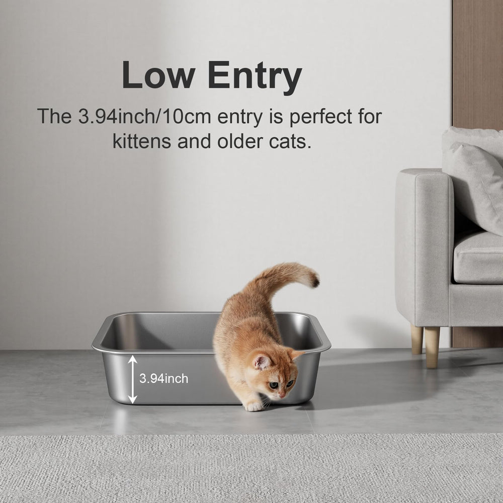 Idymere Litière en acier inox, taille compacte pour chatons.