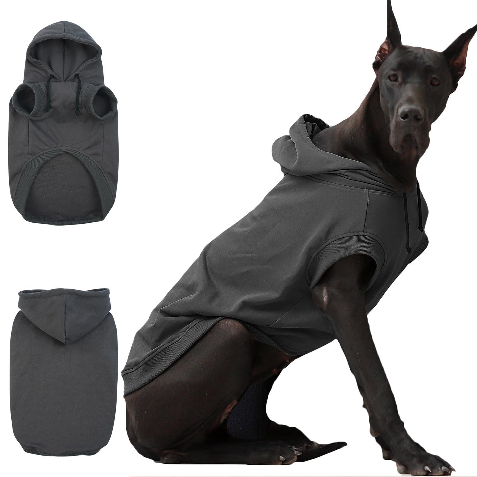IECOii pull capuche gris 4XL vue d ensemble, confort pour grands chiens