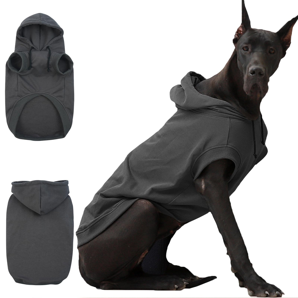 IECOii pull capuche gris 4XL vue d ensemble, confort pour grands chiens
