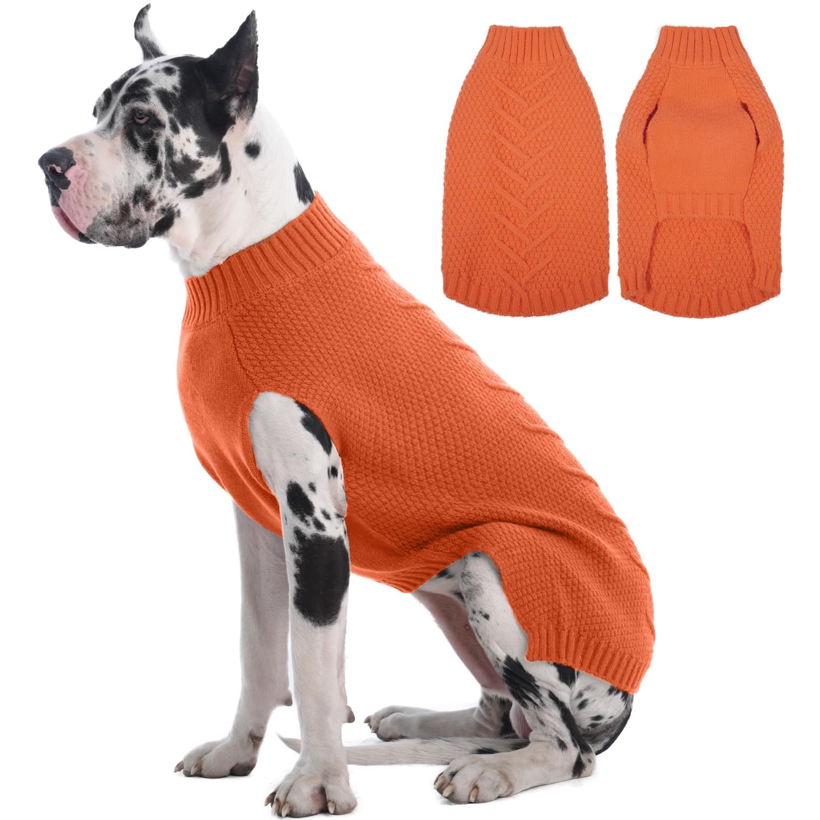 IECOii pull orange pour dogue allemand, vue générale et chaleur hivernale.