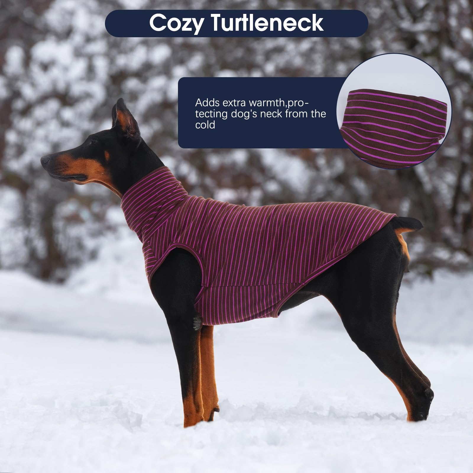 IECOii pull chien col roulé rayures 5XL pour liberté de mouvement