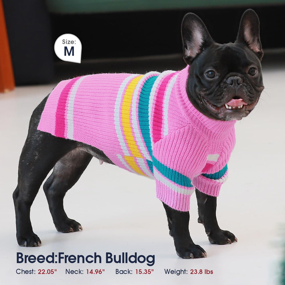 Pull d’hiver IECOii XXL rose, enfilage facile pour chien.