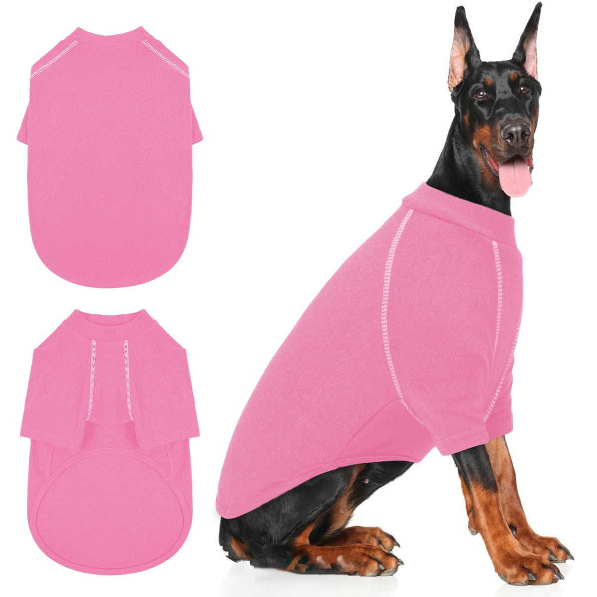 IECOii Pull Grand Danois rose, vue avant, chaleur douce pour balades hivernales.