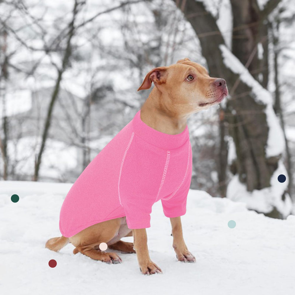 IECOii Pull Grand Danois rose, détail du col, velours confortable sur la peau.