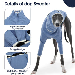 Pull IECOii levrier-svelte bleu, tissu extensible et doux.