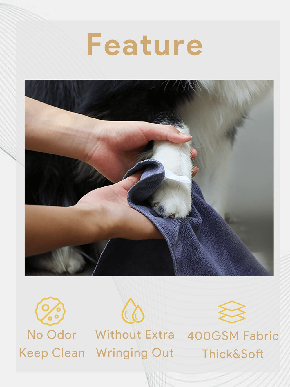 IEDASING'S CHOICE serviette microfibre chien douce et absorbante pour le bain