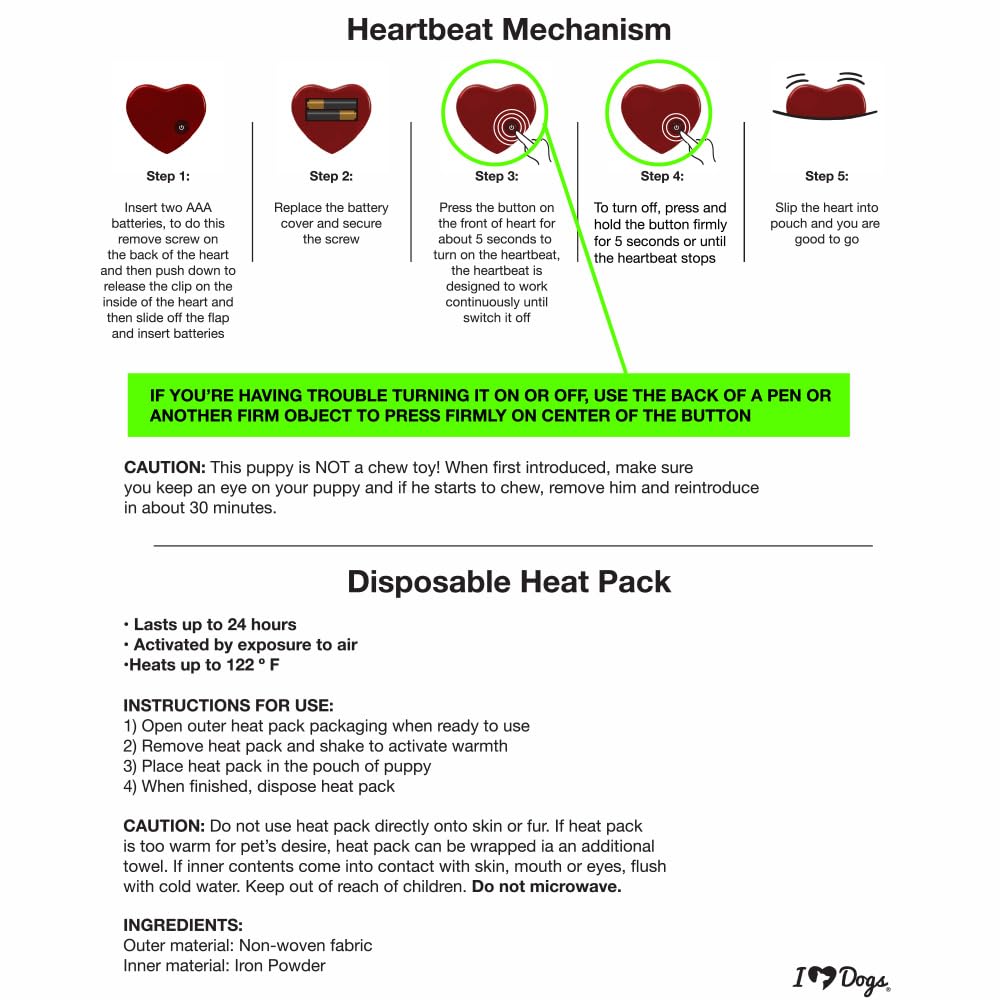 iHeartDogs pack chaleur jetable 24h prêt à l’emploi