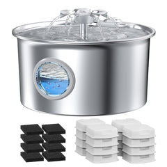 IHOUONE fontaine chat inox 88oz montrant le réservoir pratique et hydratation durable