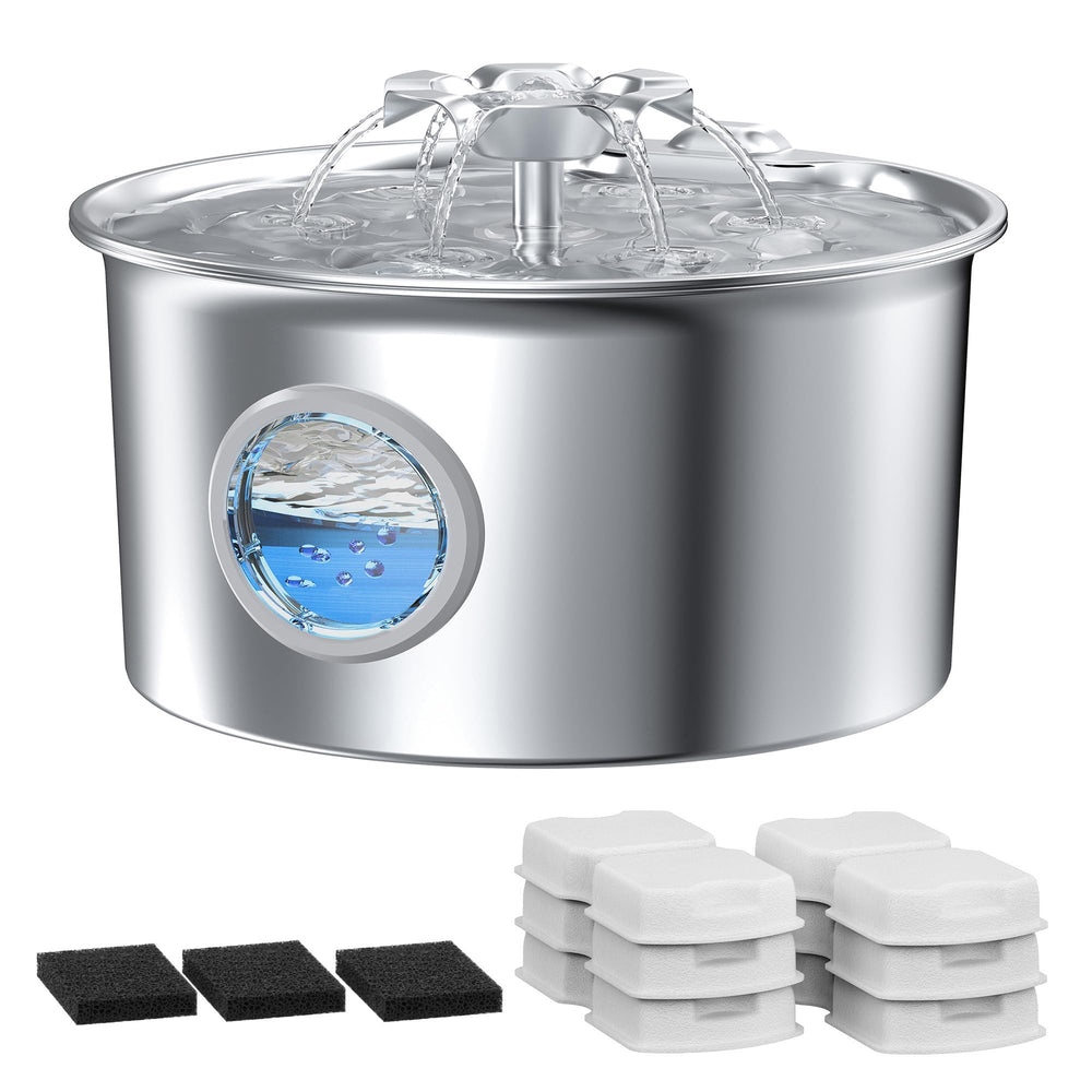 IHOUONE fontaine chat inox, capacité 2,6 l pour hydratation durable.