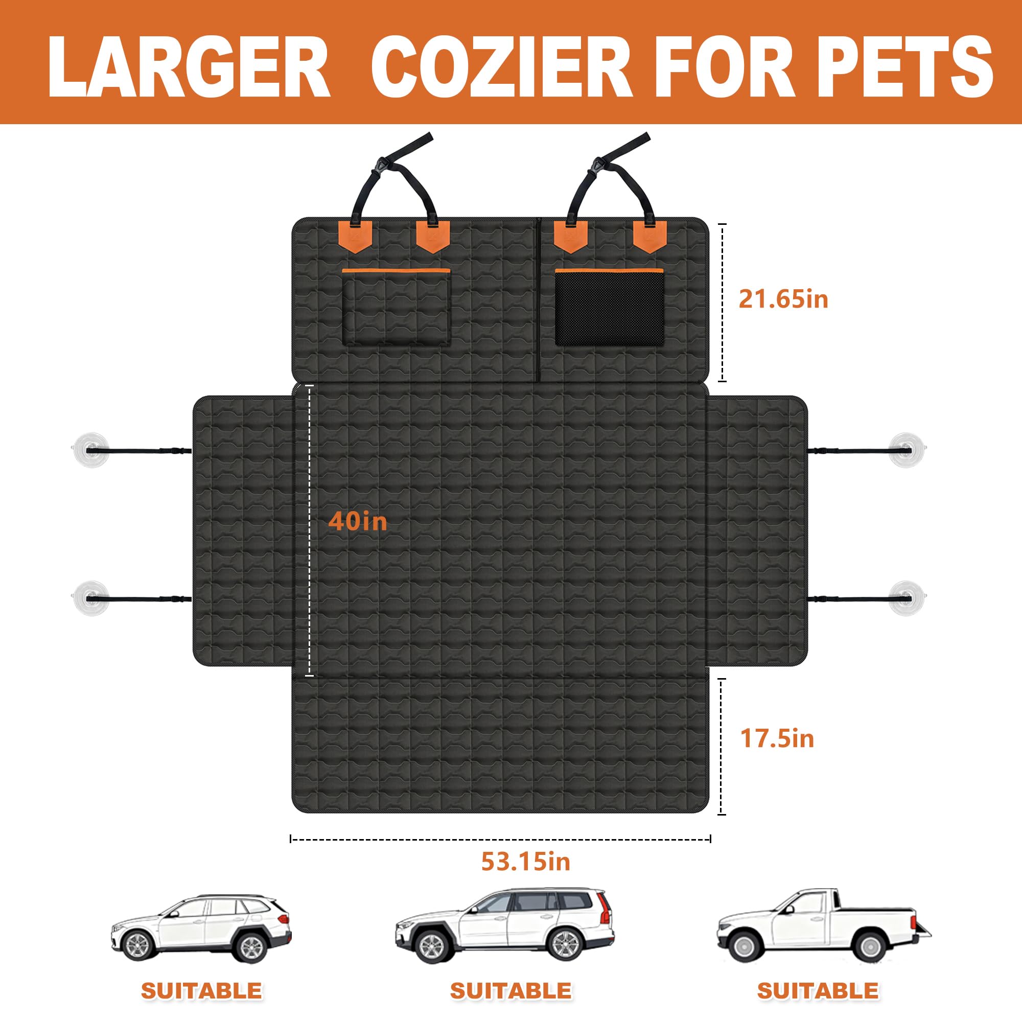 IJVAE tapis coffre chien avec poches latérales, stockage pratique pour jouets et laisses