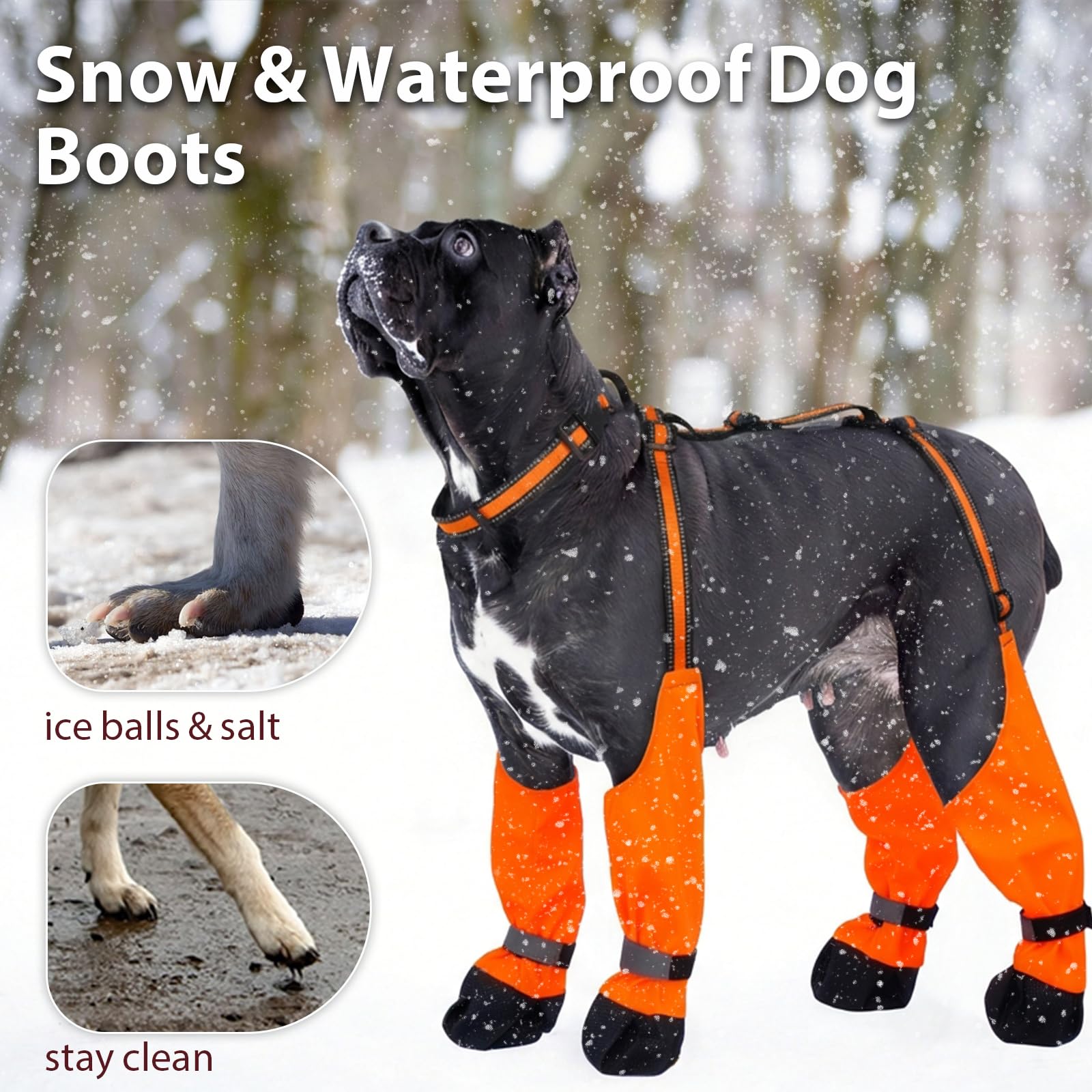 IKIPUKO bottes pattes imperméables pour chien, protection contre neige et pluie.