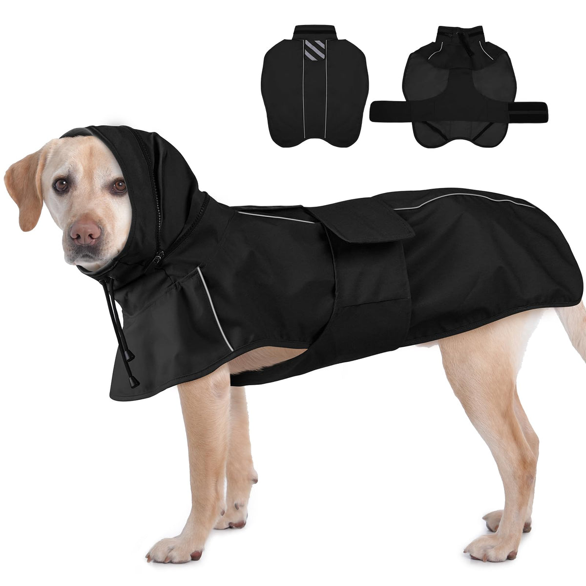 IKIPUKO manteau pluie chien montrant une protection totale et visibilité