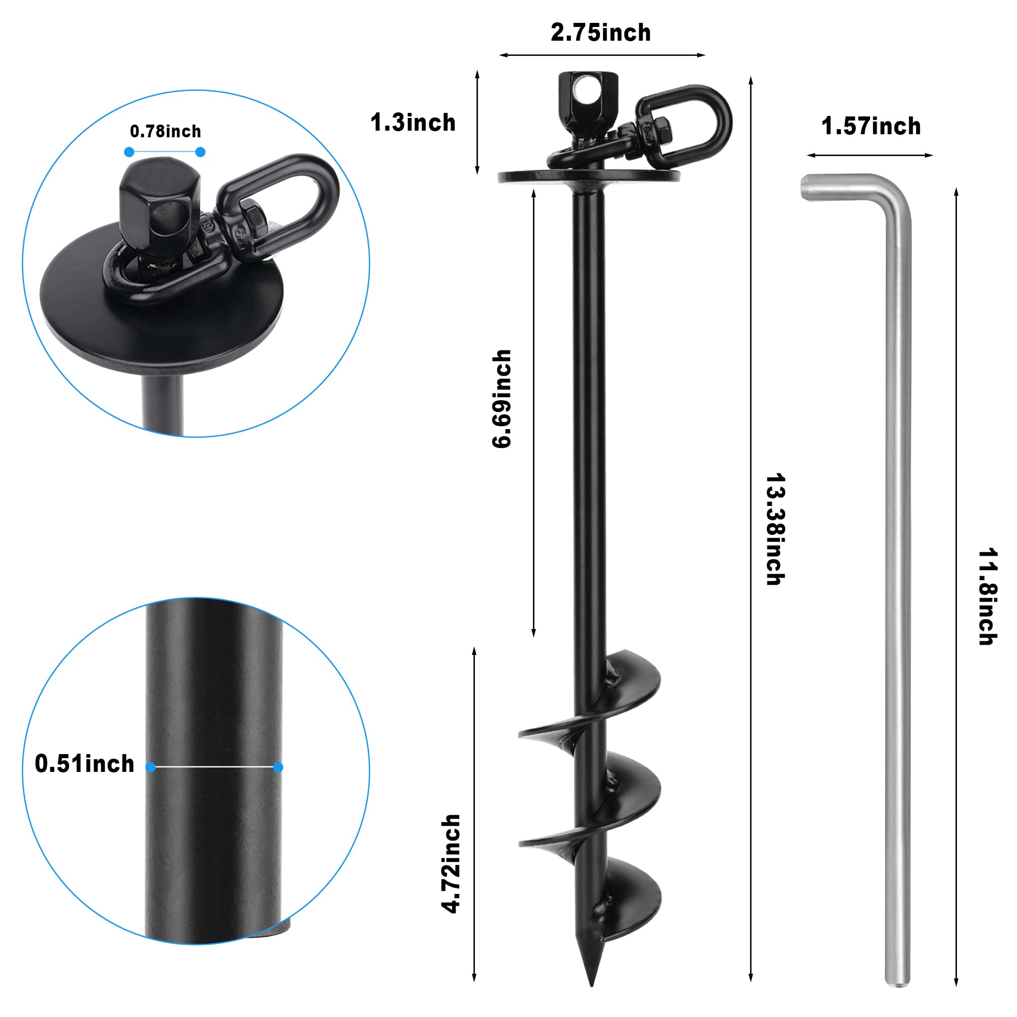 Pieu iklekione en acier inox 304 antirouille, résistant et durable.