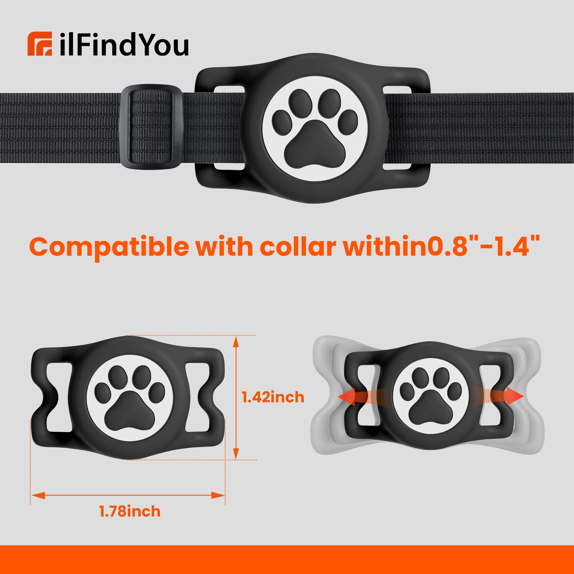 ilfindyou AirTag IP68 protection collier adapté chiens et chats.