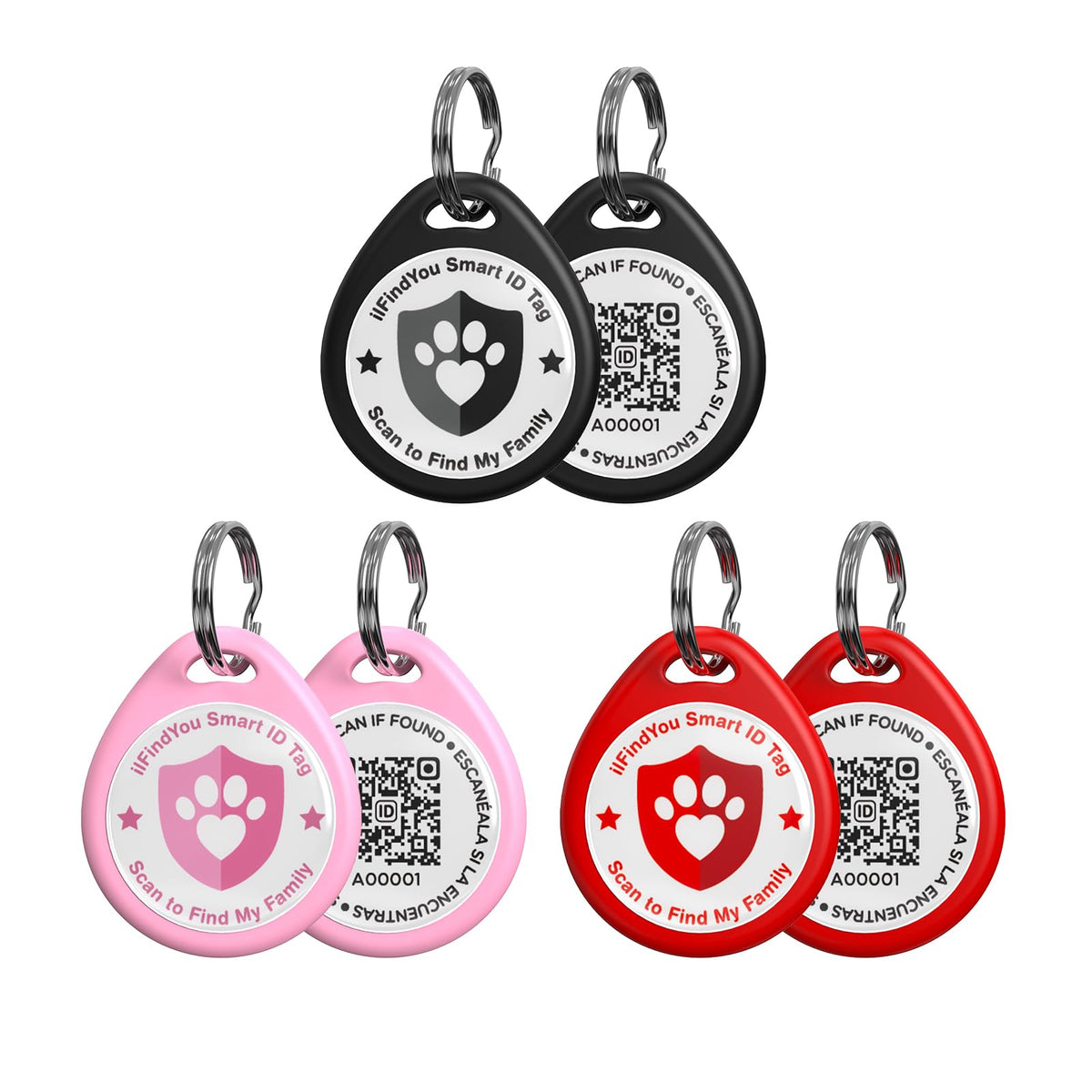 ILFINDYOU étiquette chien avec QR-code, profil en ligne modifiable.