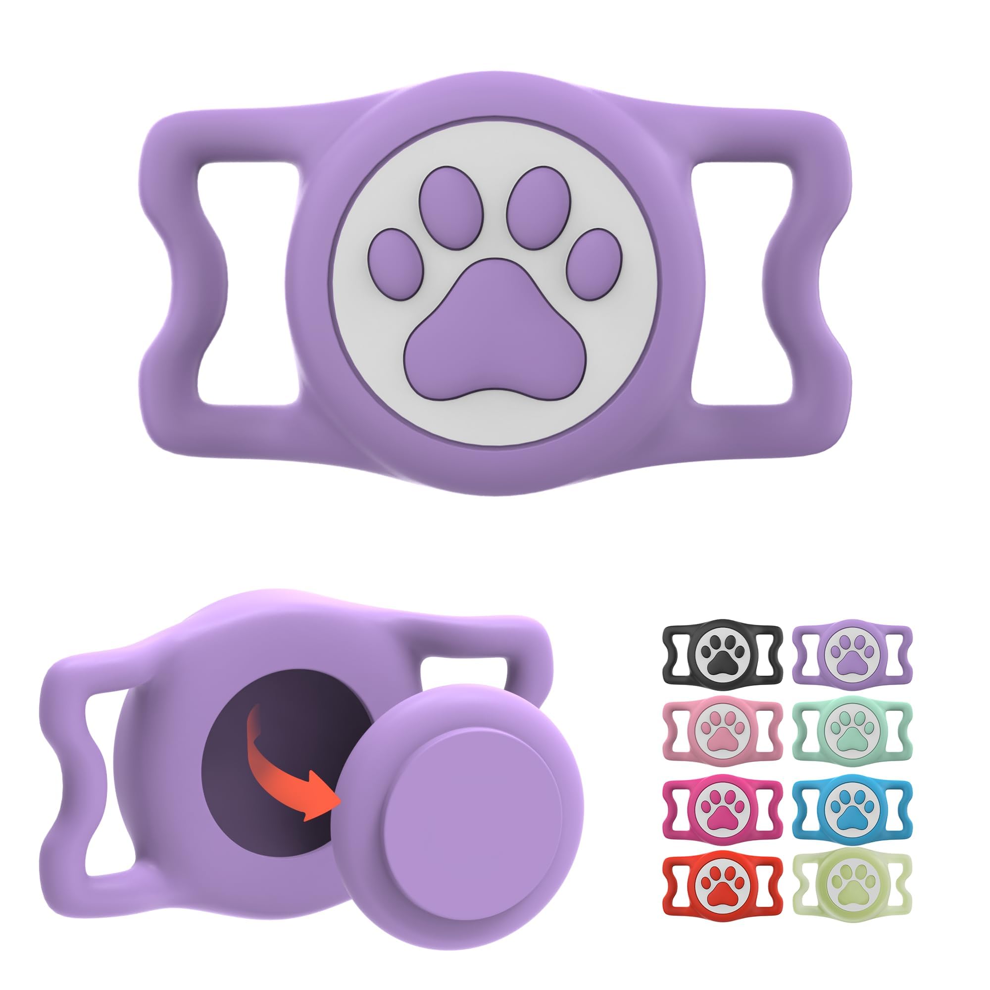 Étui ILFINDYOU AirTag imperméable monté sur collier chien violet, protection 360°