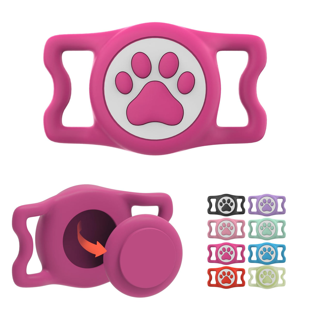 ILFINDYOU étui AirTag imperméable pour collier rose, sécurité lors des promenades pluvieuses.