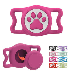 ILFINDYOU étui AirTag imperméable pour collier rose, sécurité lors des promenades pluvieuses.
