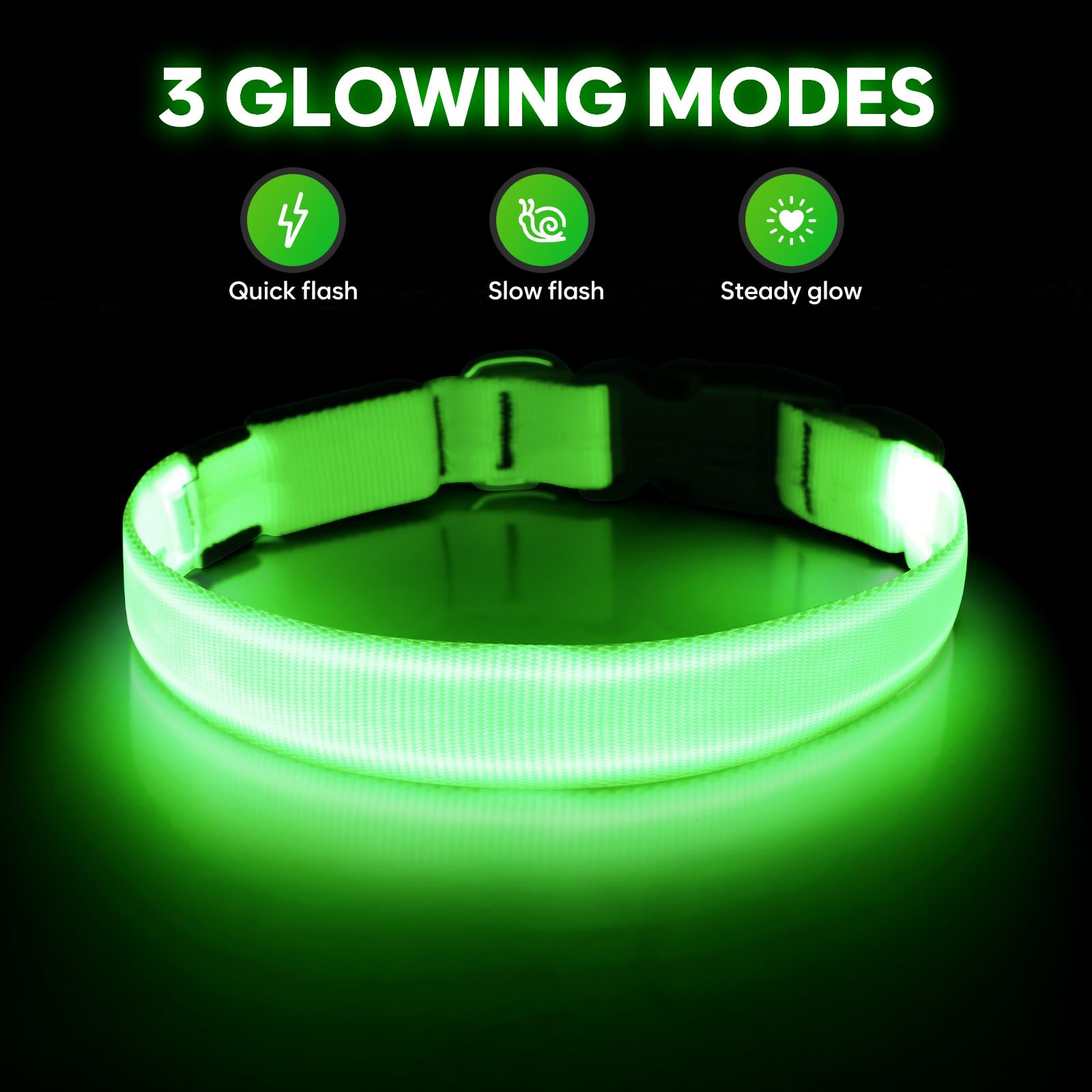 Collier Illumifun pour chien, recharge USB rapide pour longues sorties.