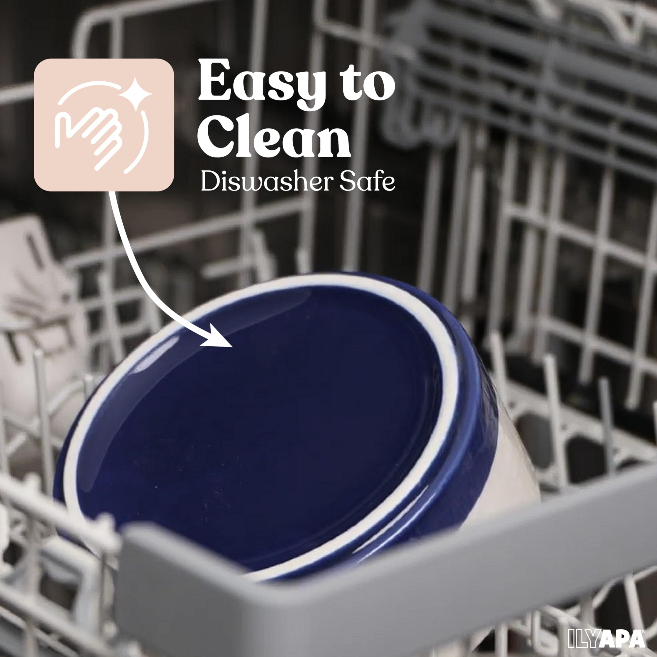Bol Ilyapa en céramique bleu lavable au lave-vaisselle pour un nettoyage facile