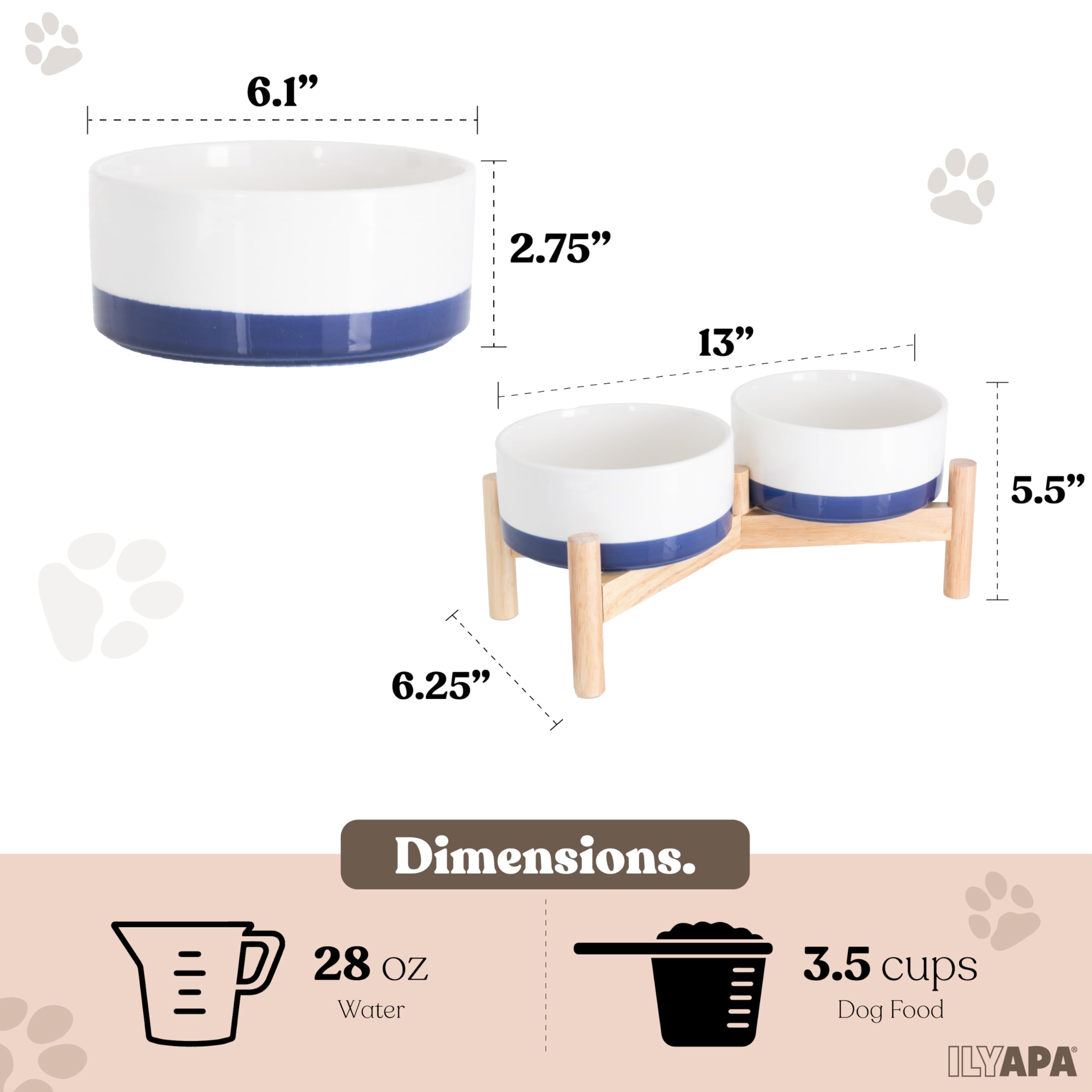 Ensemble Ilyapa de bols en céramique bleu sur socle bois pour repas pratiques
